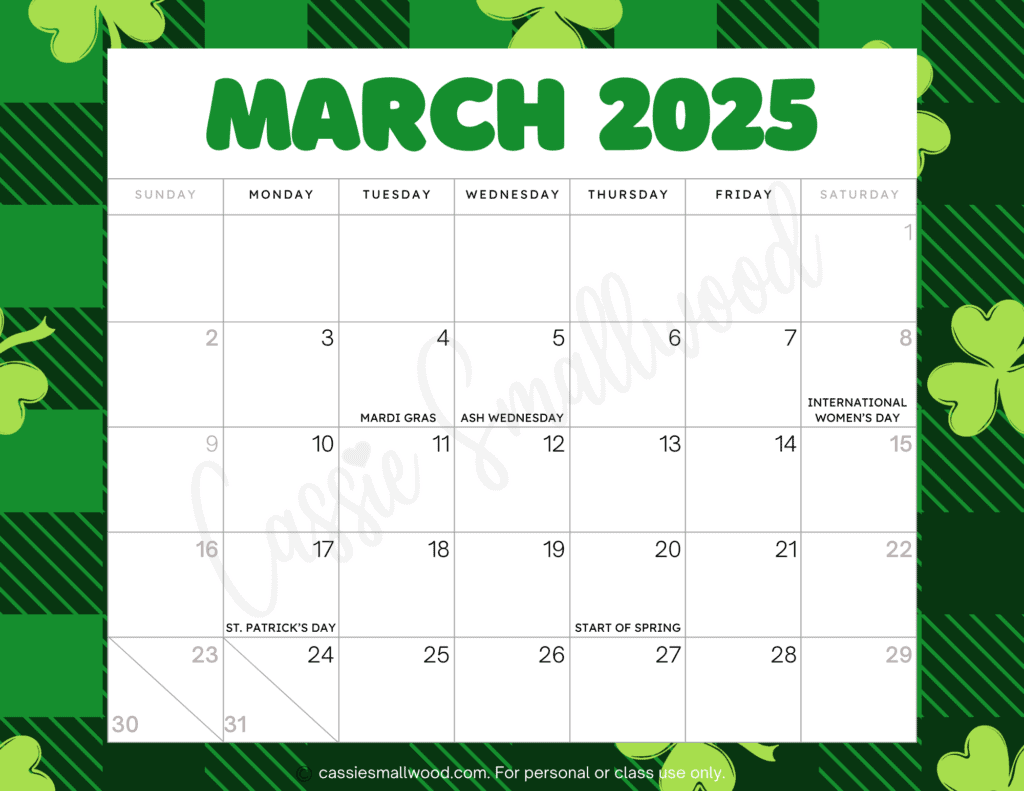 Cute 2025 Free Printable Monthly Calendars Cassie Smallwood