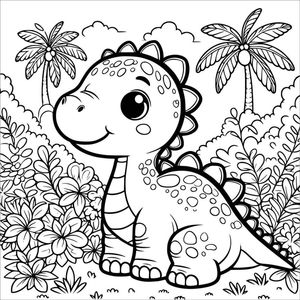 Cute Dinosaur Coloring Pages Vector Art Icons And Graphics For Free Download