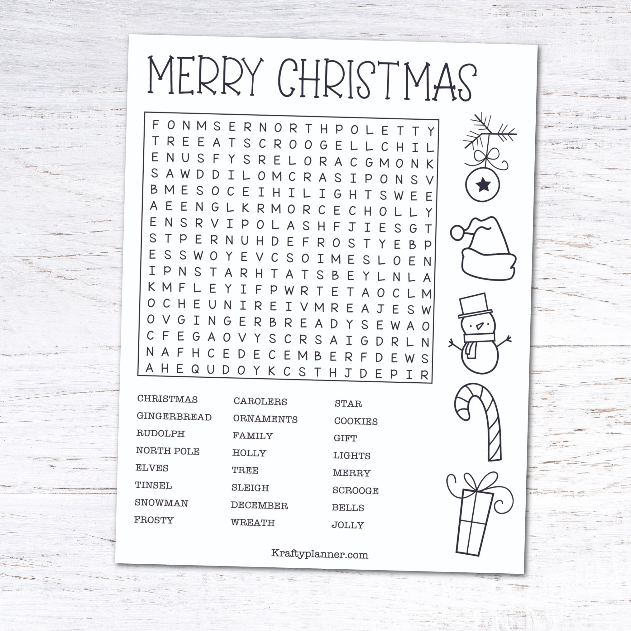 free printable christmas word search