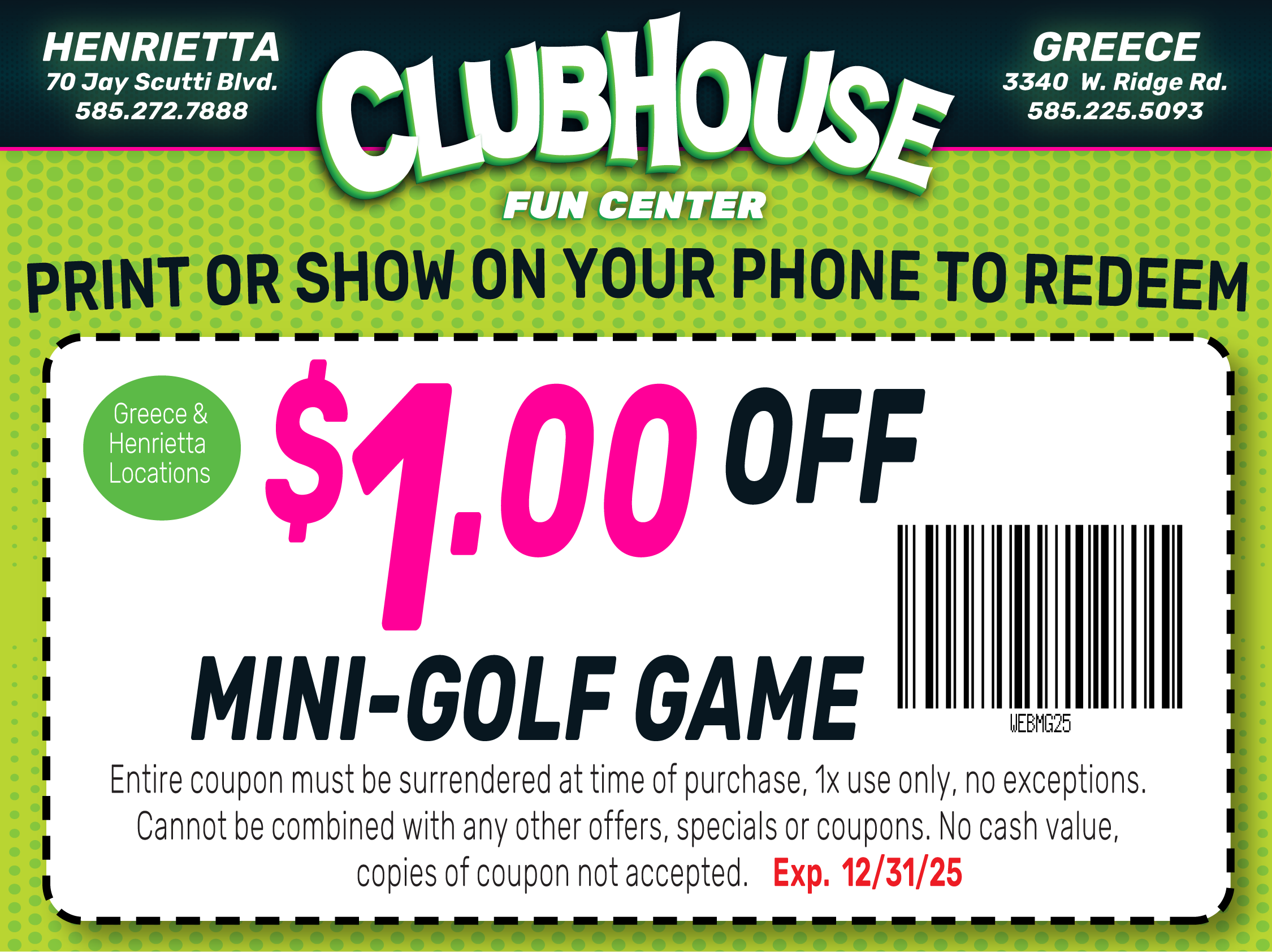 Deals Clubhouse Fun Center In Greece NY