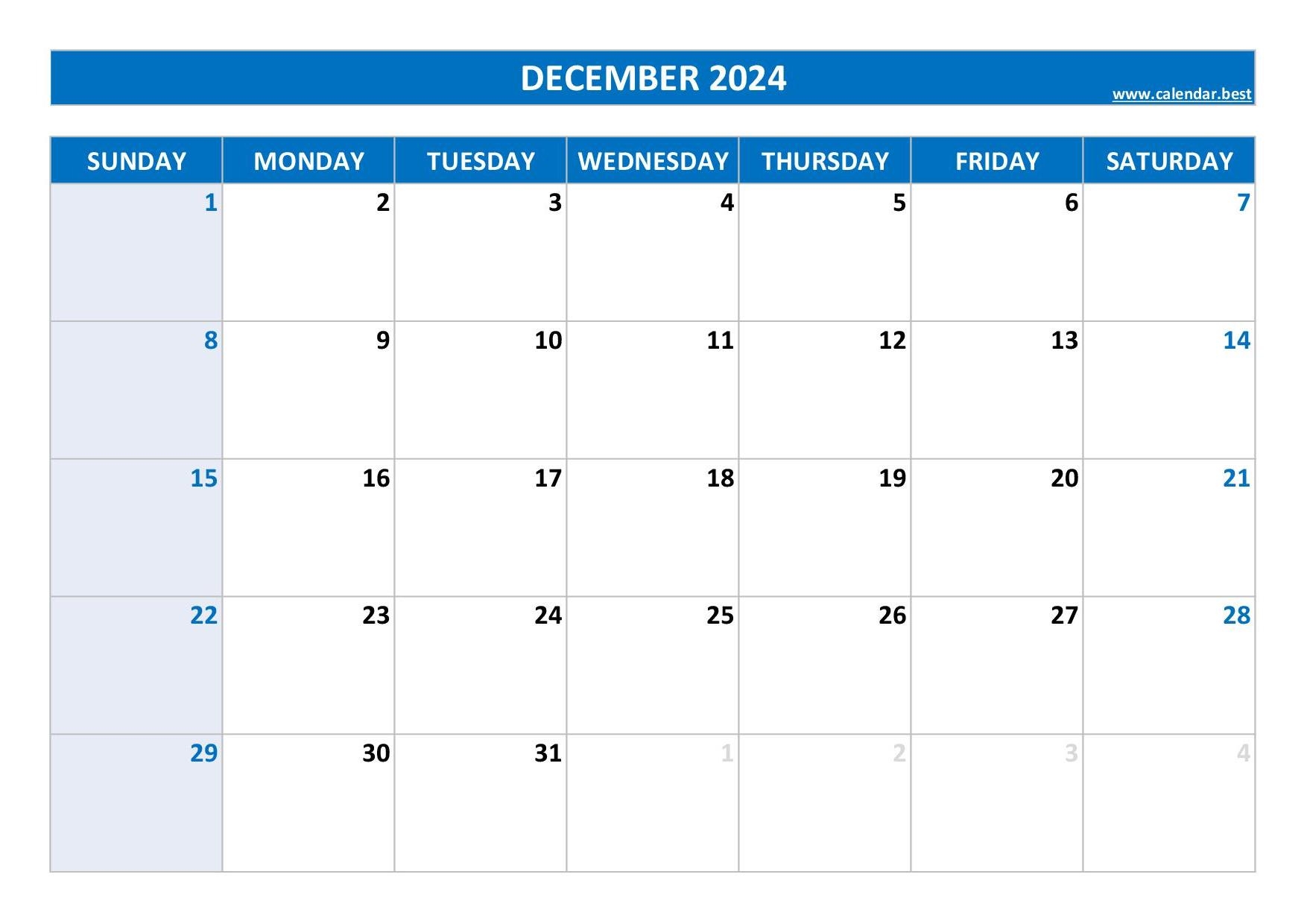 December 2024 Calendar Calendar best