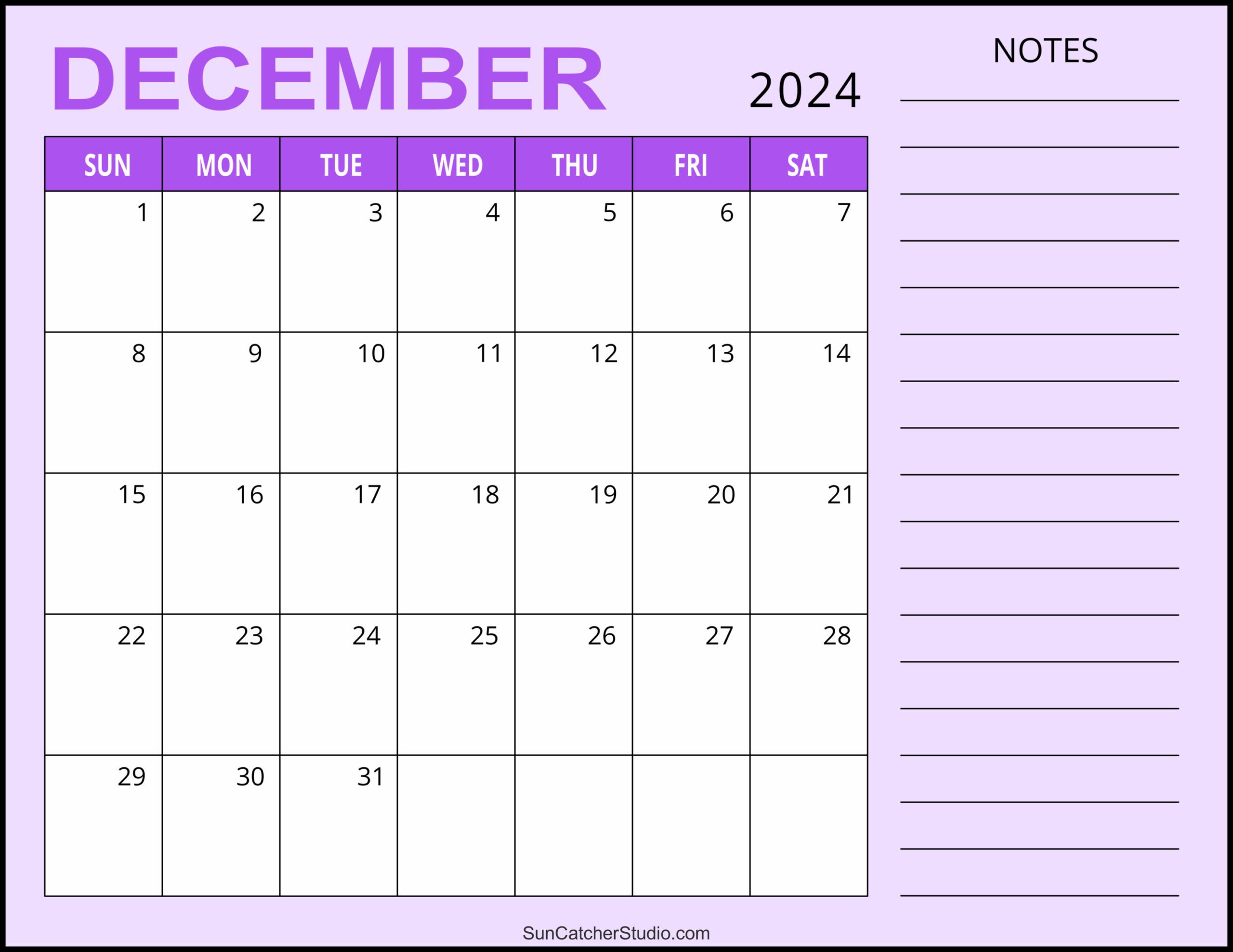 dec 2024 calendar printable