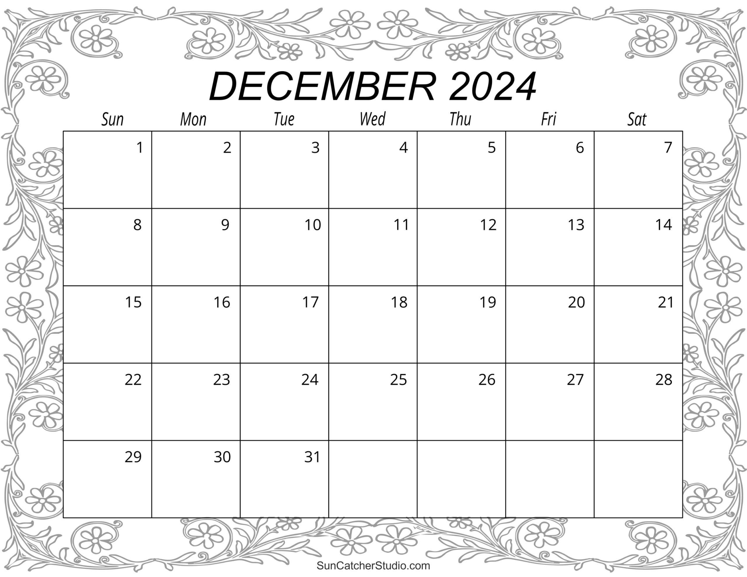 calendar december 2024 printable