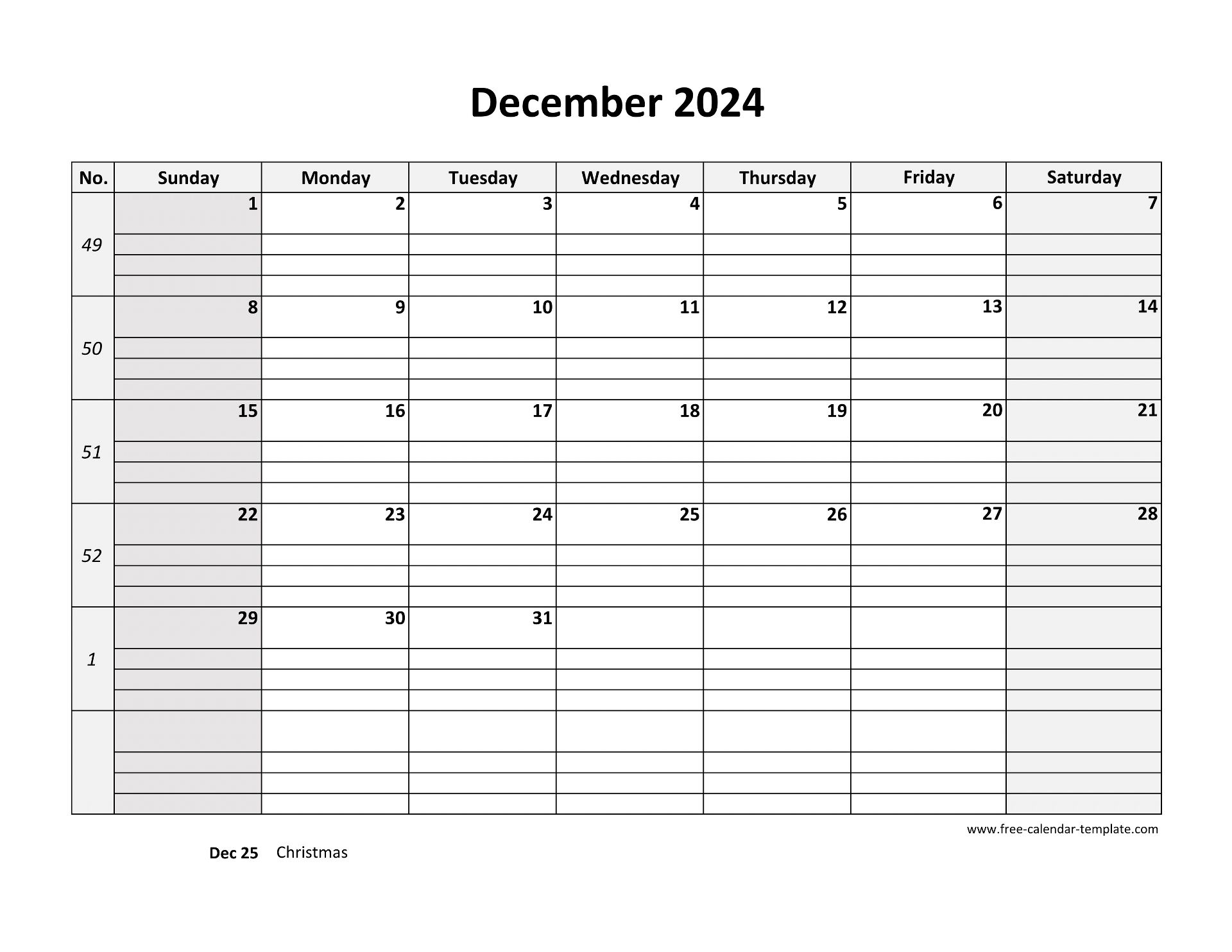 free printable calendar december 2024