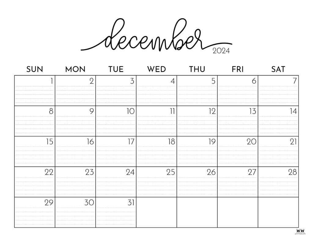 December 2024 Calendars 50 FREE Printables Printabulls