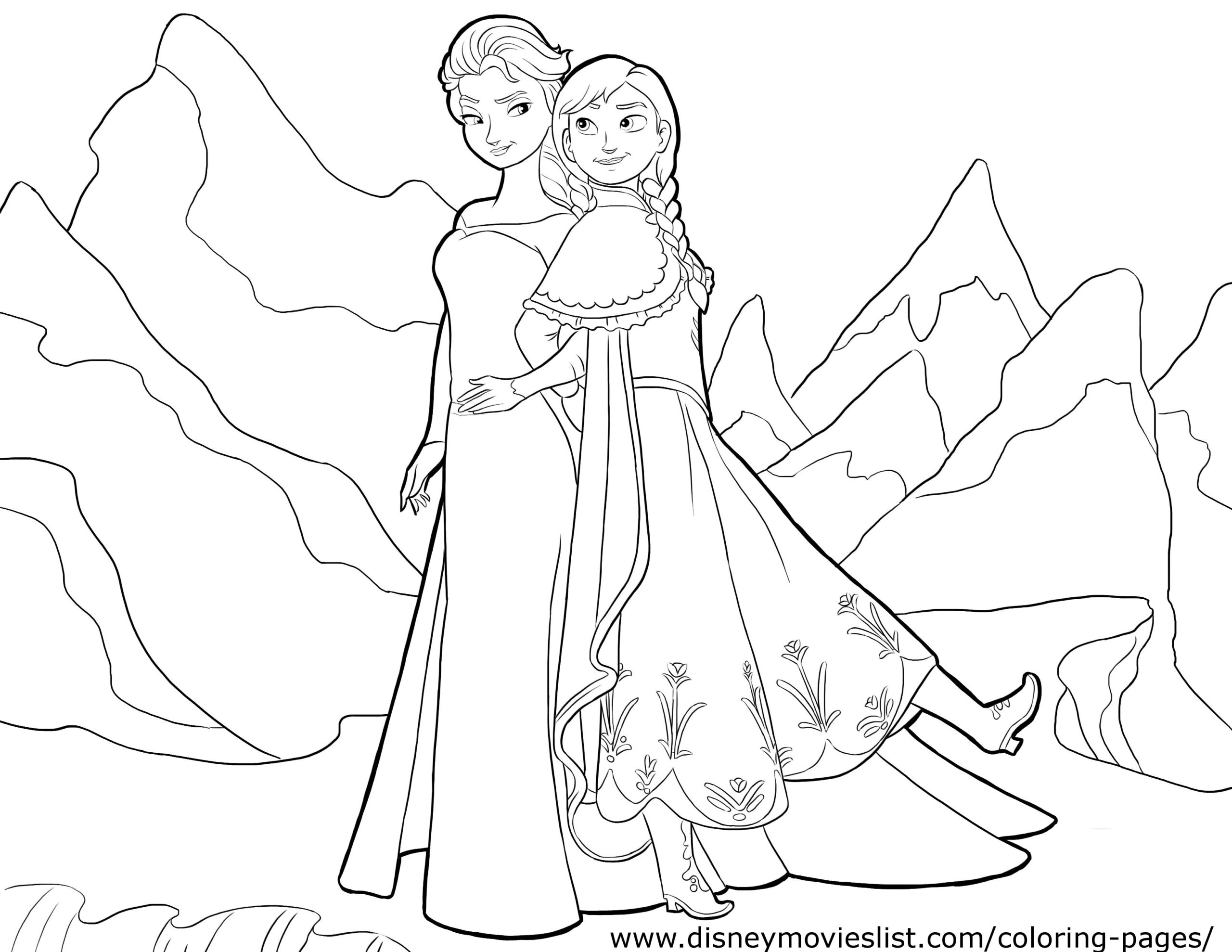 frozen anna and elsa coloring pages