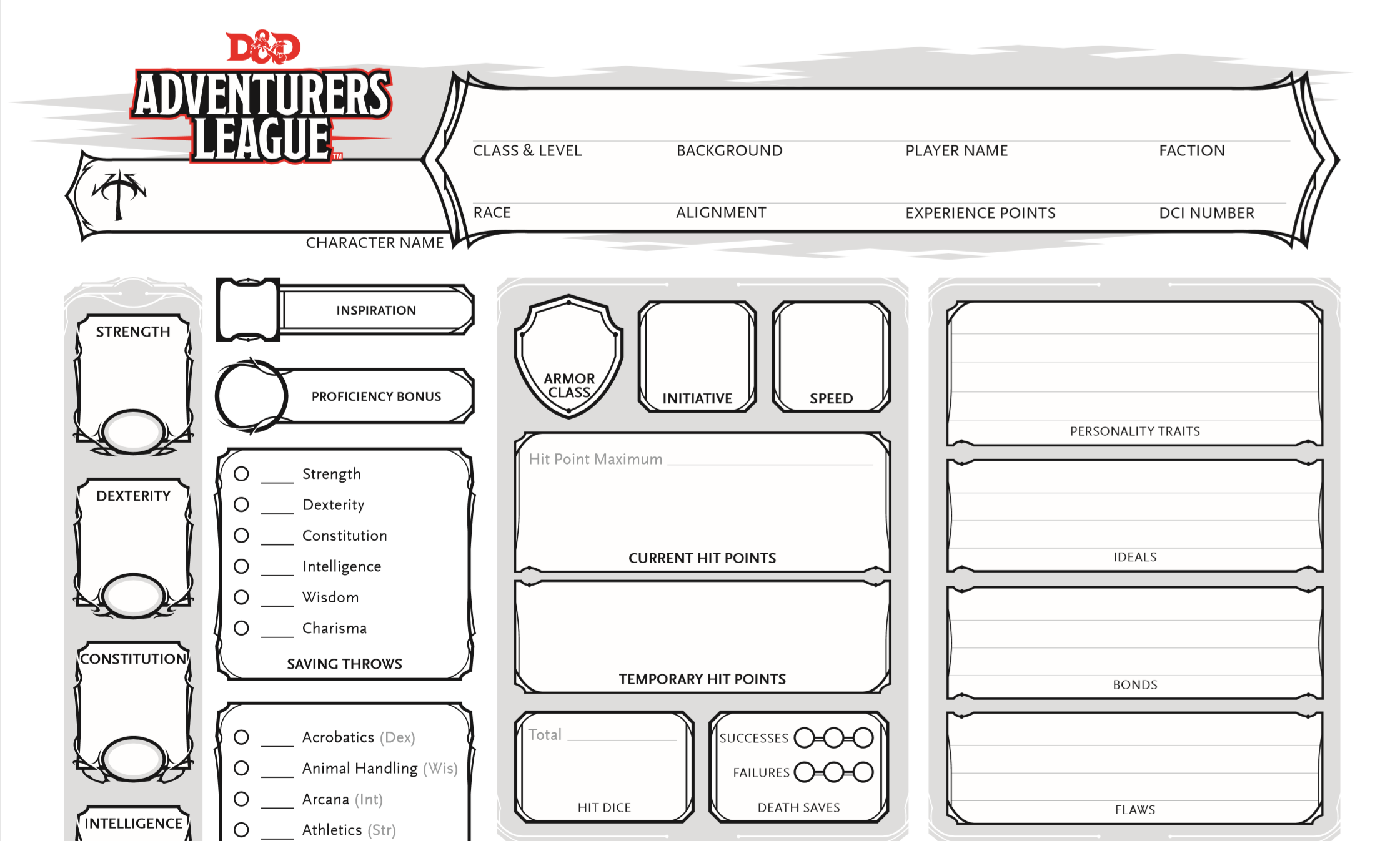 d&d character sheet printable