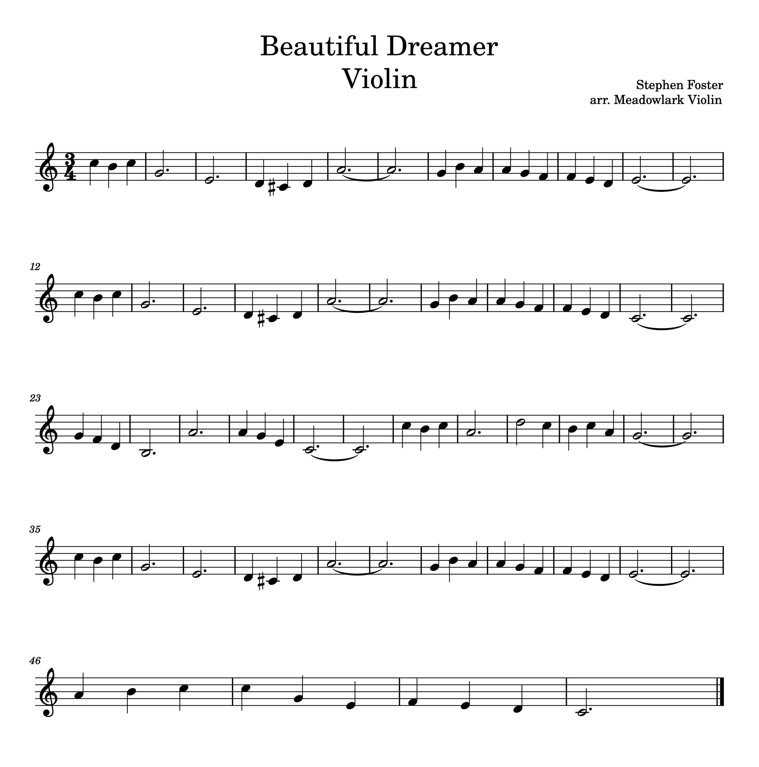 Easy Stephen Foster Songs For Violin Free Sheet Music Meadowlark Violin Studio
