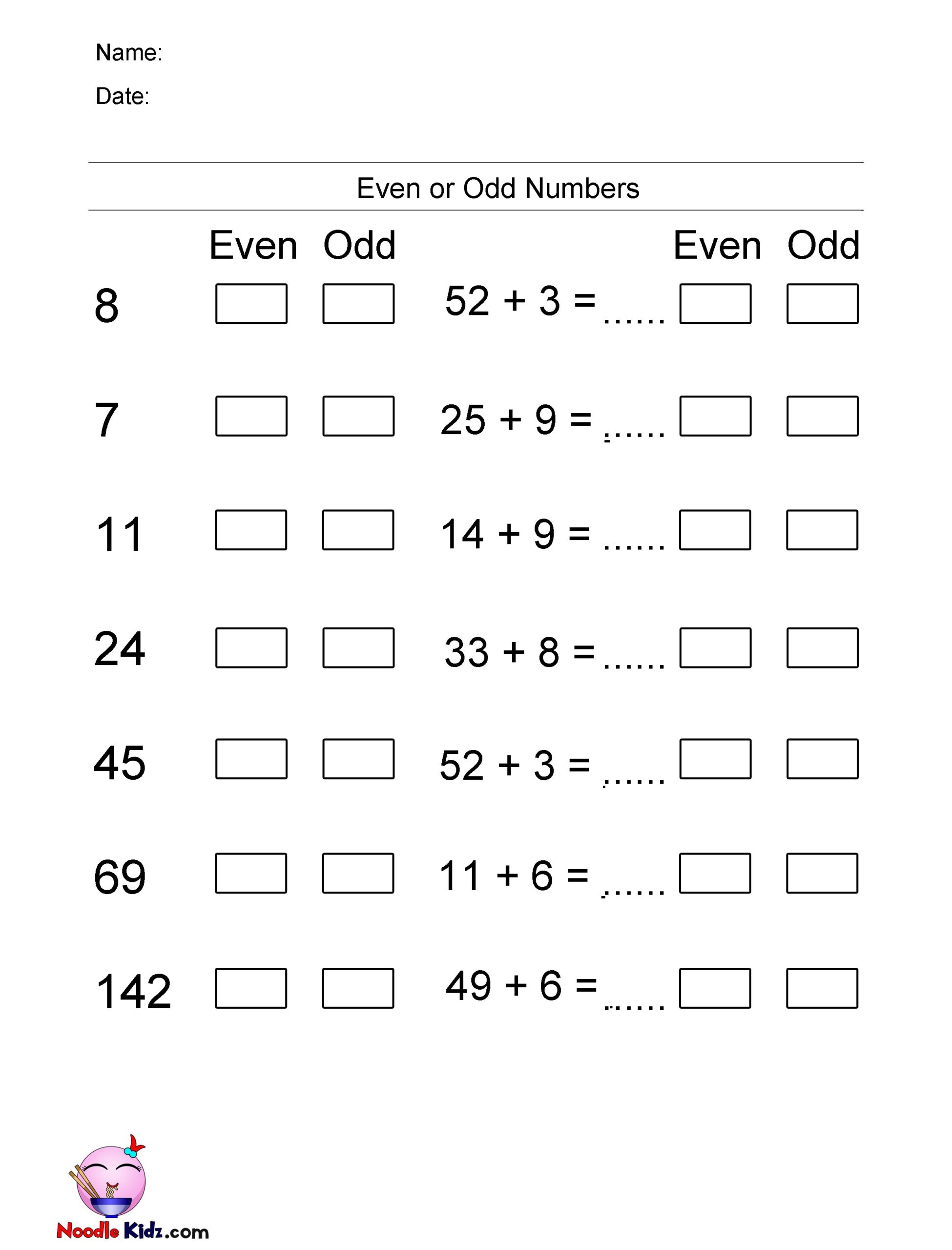 Even And Odd Numbers Noodle Kidz Arts Crafts