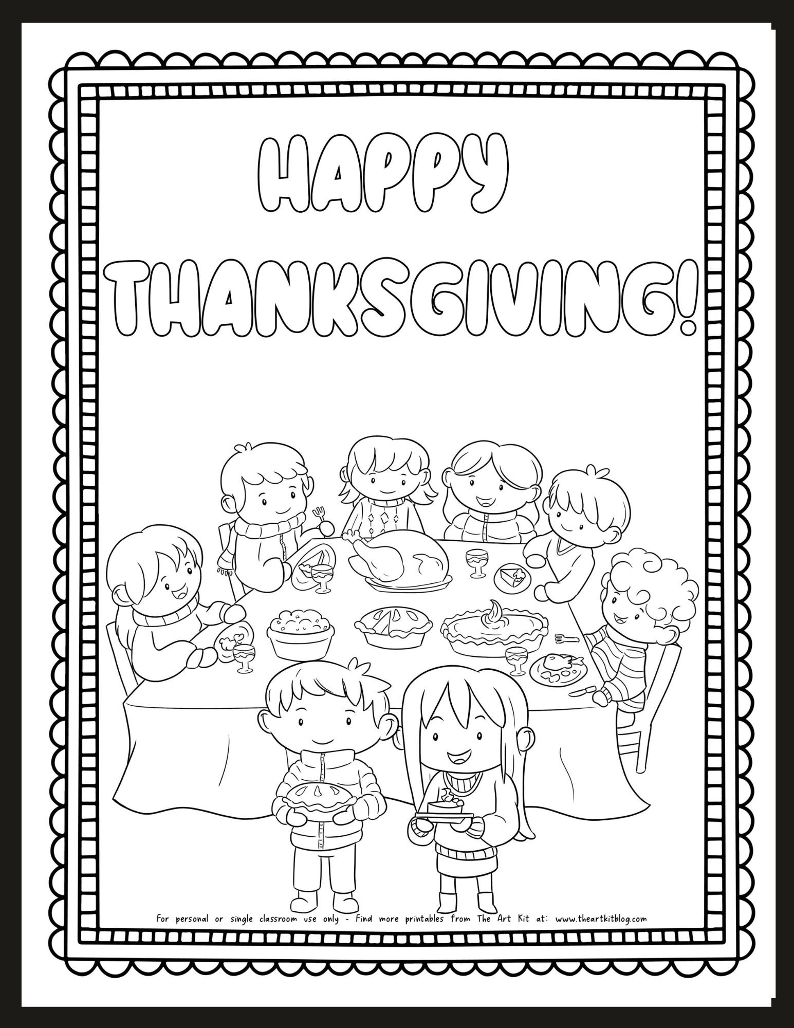free printable thanksgiving coloring pages for children