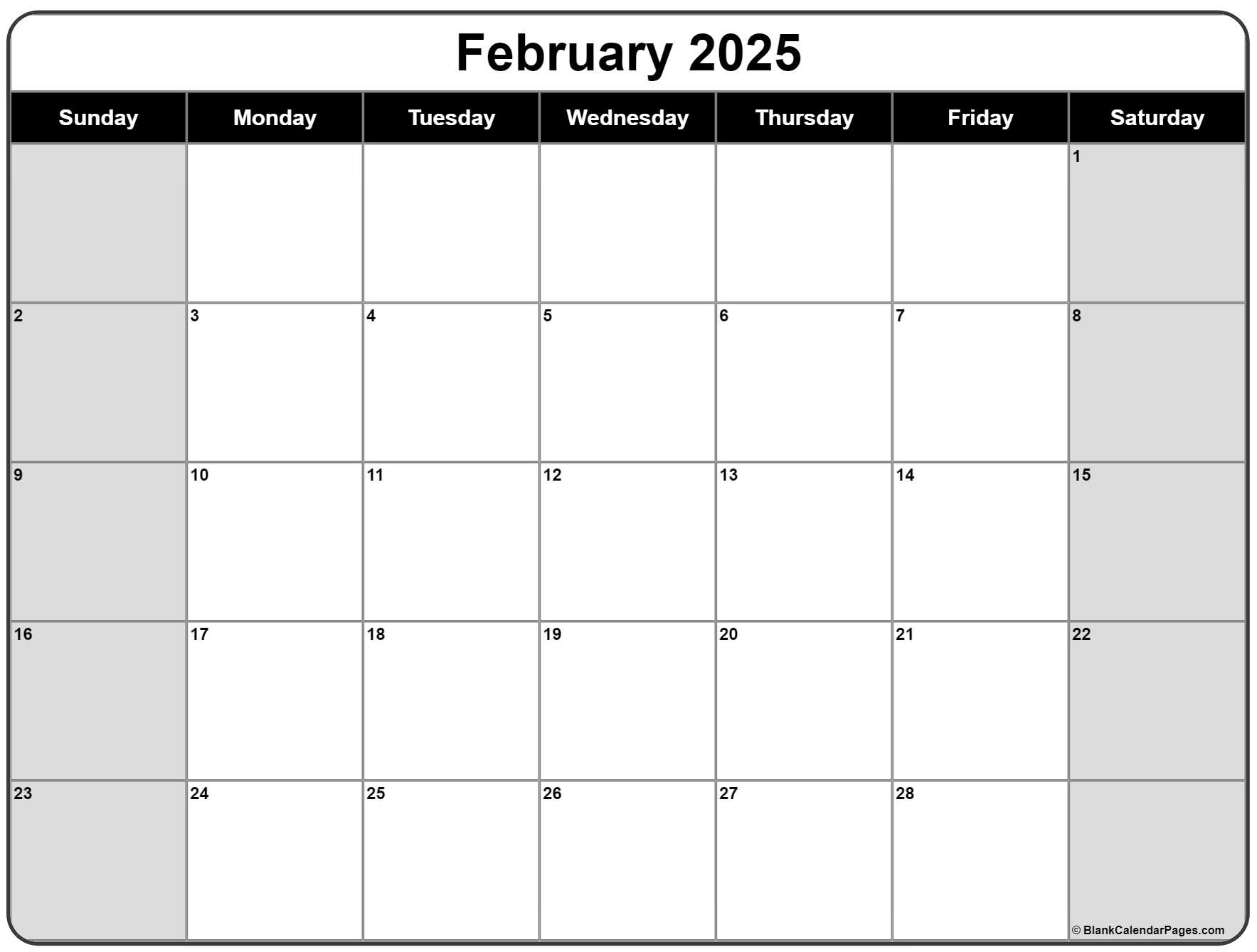 Printable February 2025 Calendar