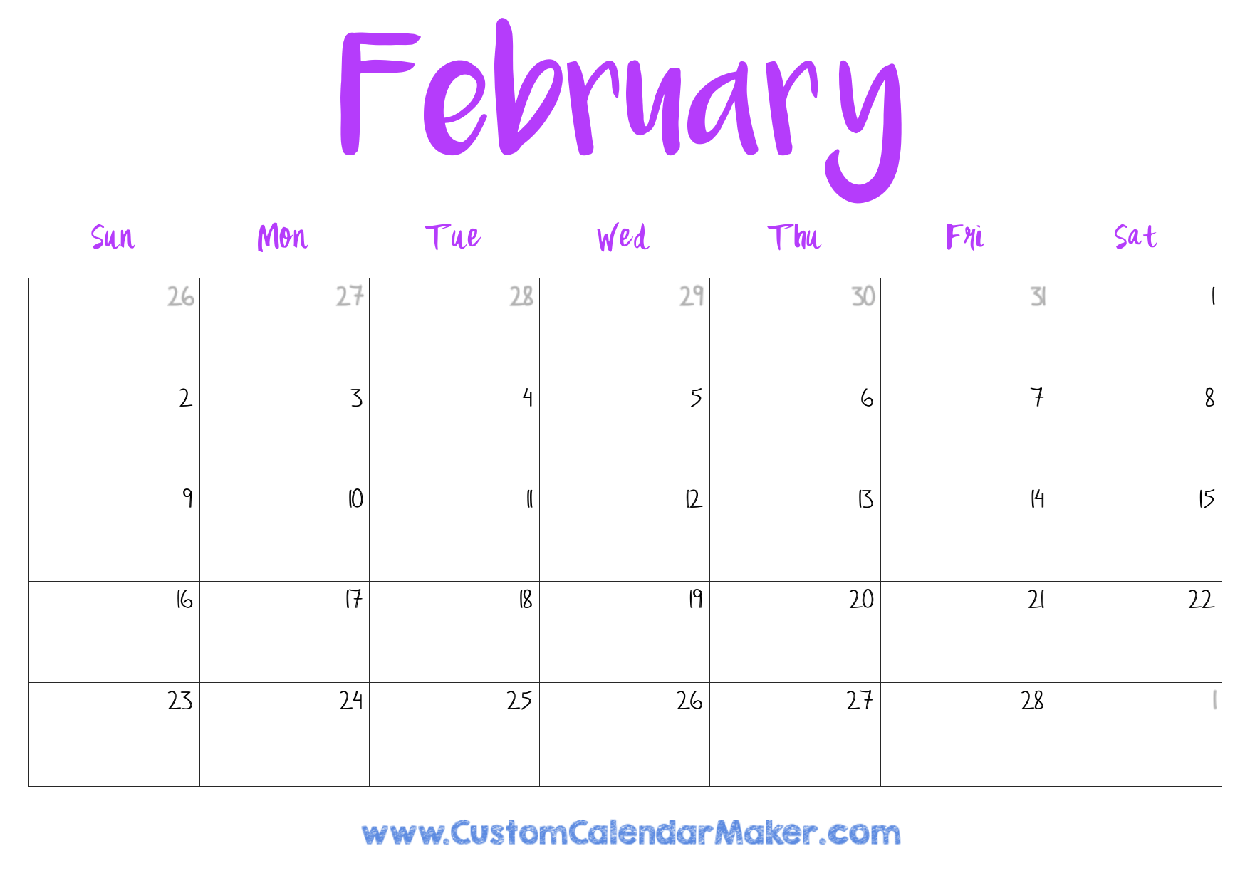 february 2025 calendar printable pdf