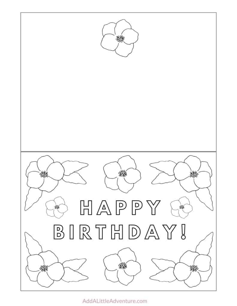foldable printable birthday cards to color