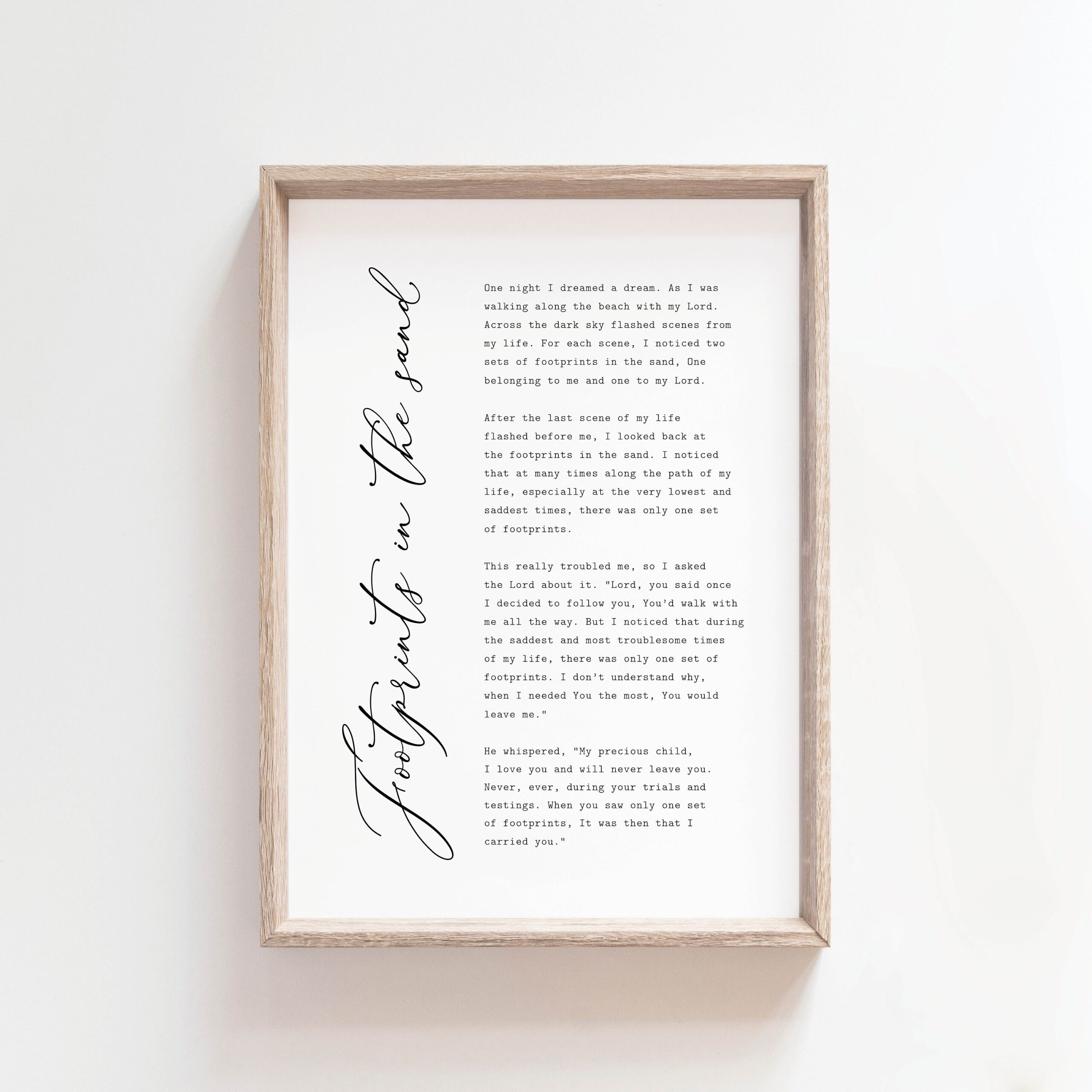 Footprints In The Sand Poem Christian Print Printable Religious Quote Religious Gift Christian Wall Art Prayer Decor Scripture Catholic Etsy