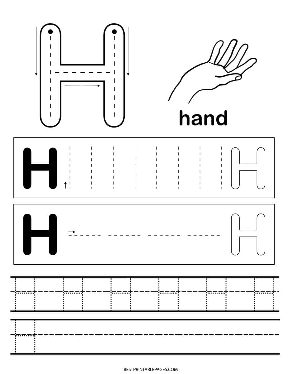 h worksheets for preschool
