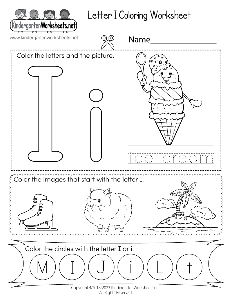 Free Letter I Worksheets For Preschool Kindergarten Kids Worksheets Library