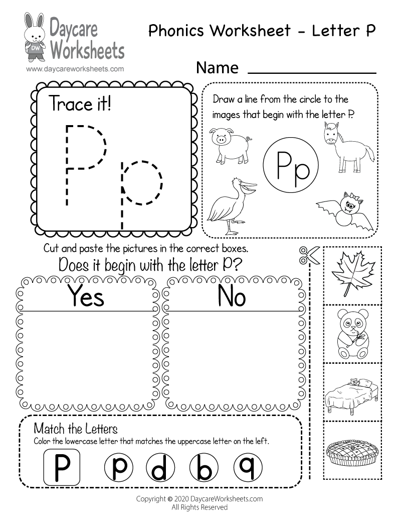 letter p worksheets for preschool