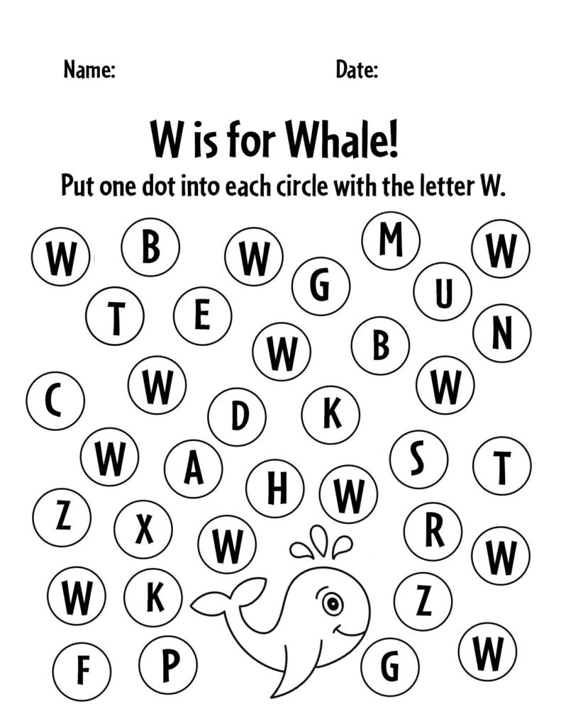 Letter W Worksheets For Preschoolers