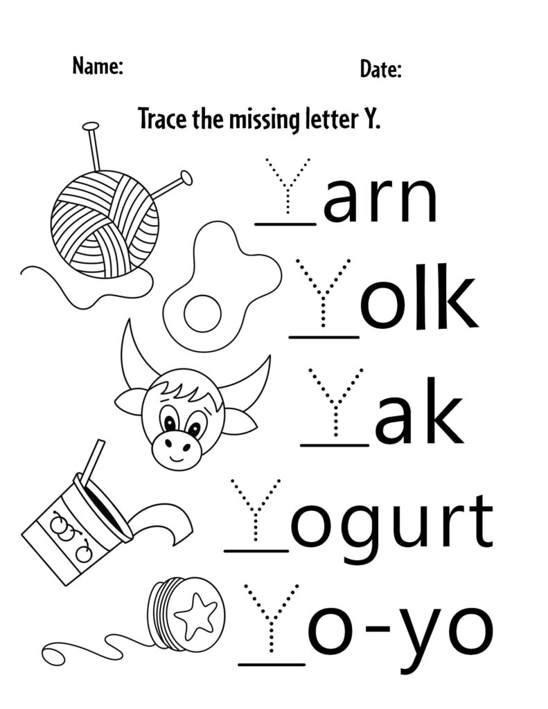 Letter Y Preschool Worksheets