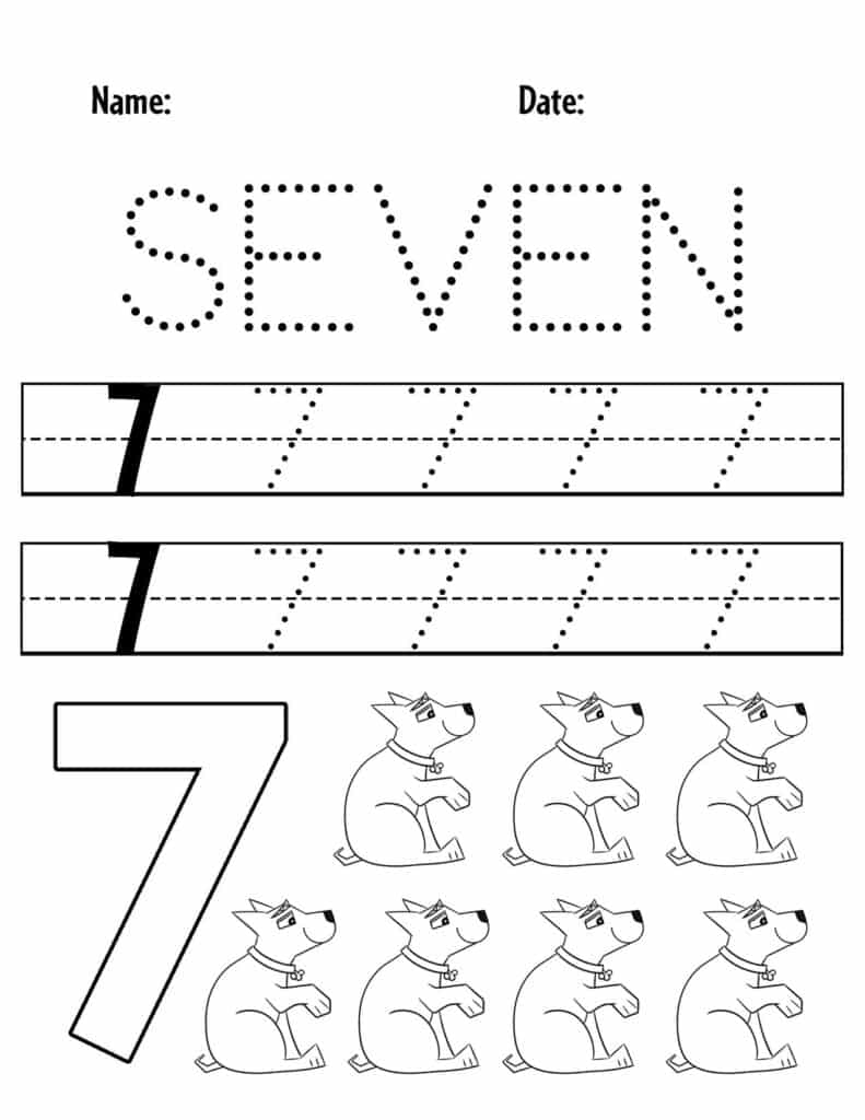 FREE Number 7 Worksheets For Preschool The Hollydog Blog Worksheets Library