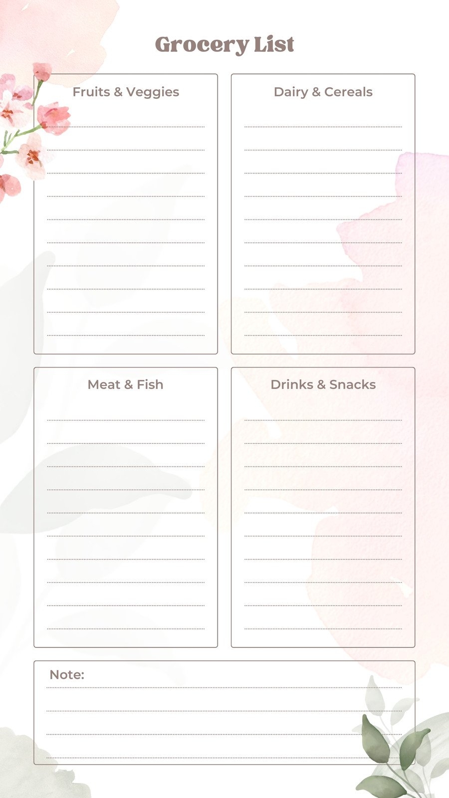 free printable grocery list