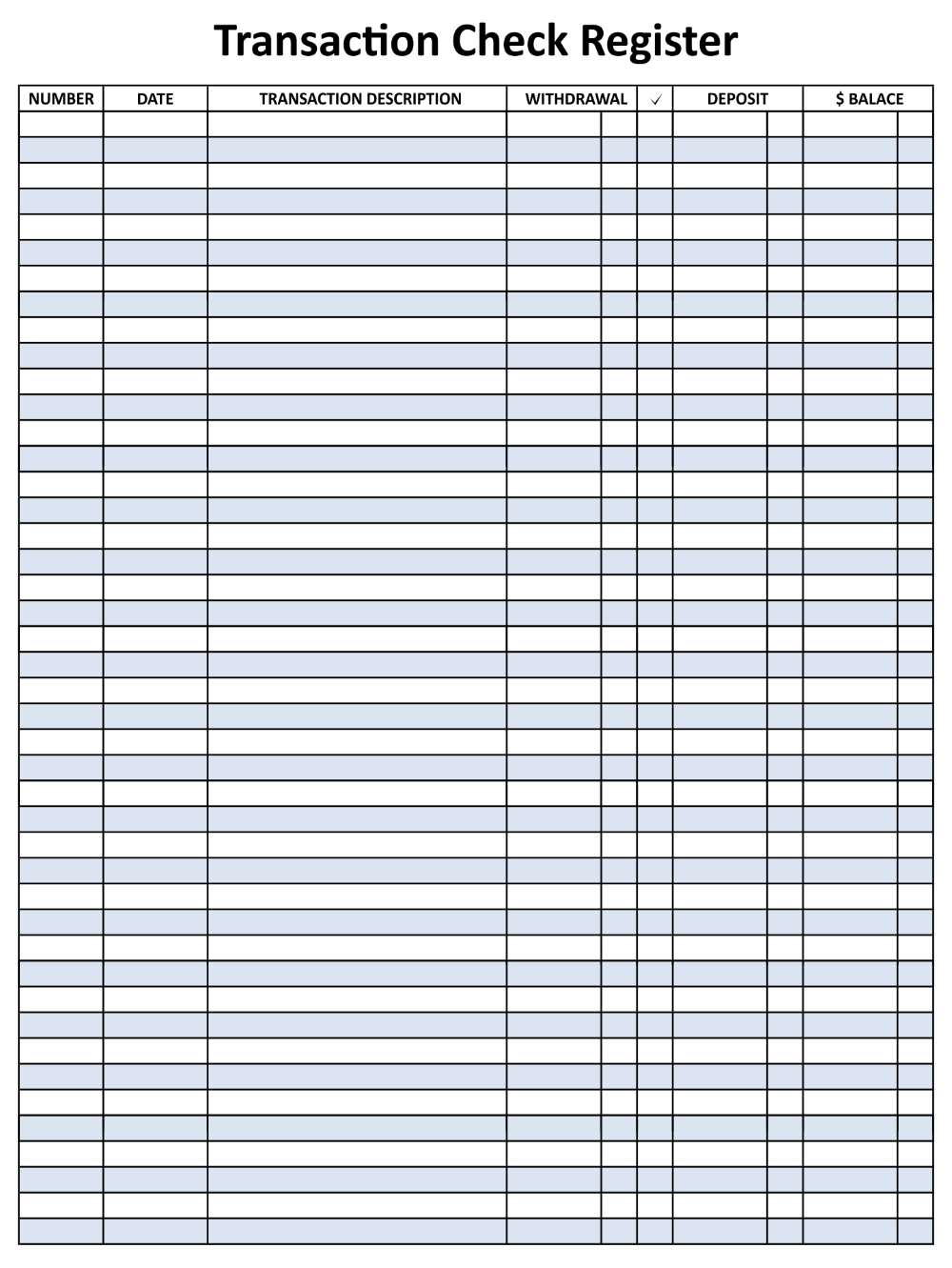 free printable check register
