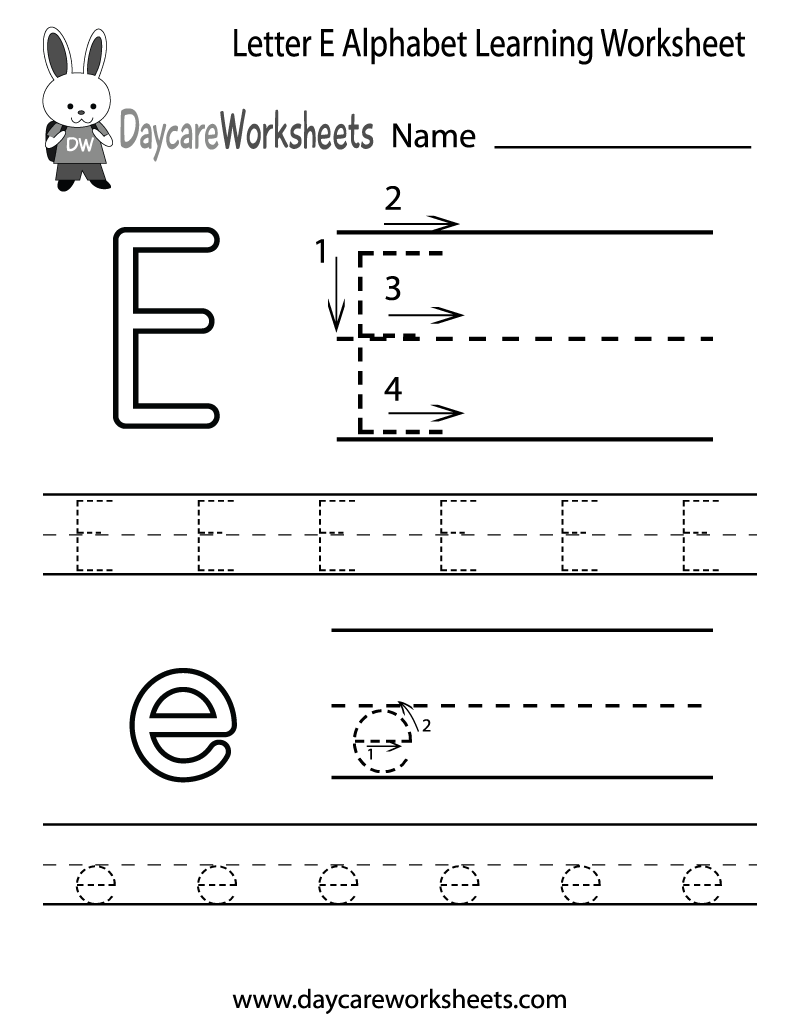 letter e worksheets for preschool