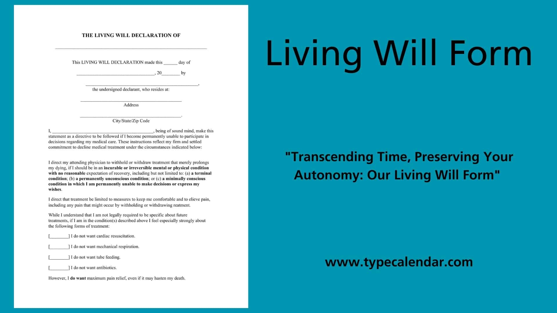 free printable living will form
