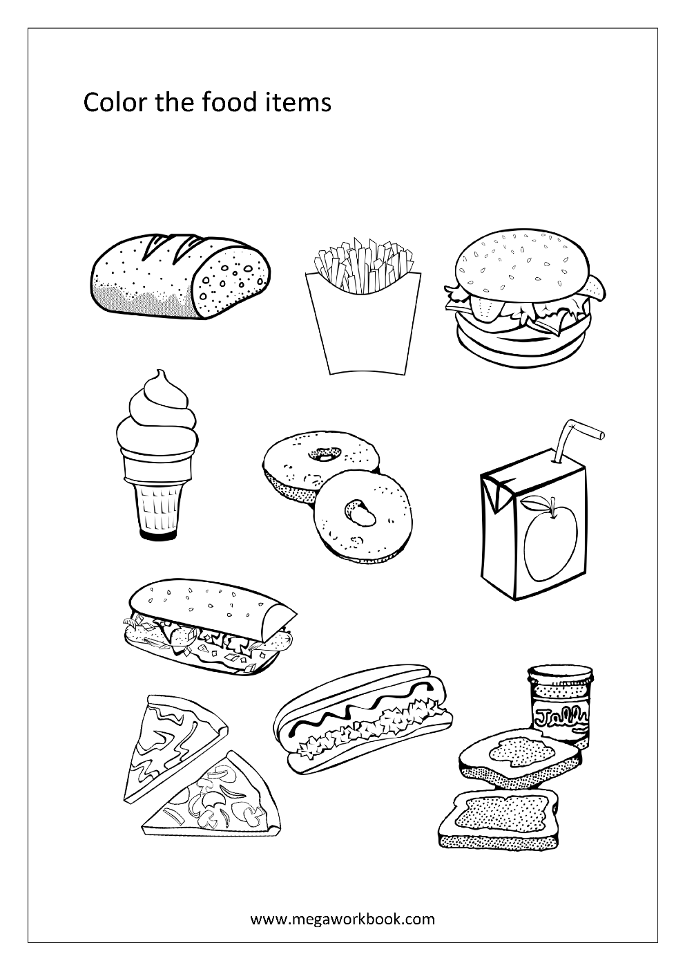 Printable Pictures Of Food To Color