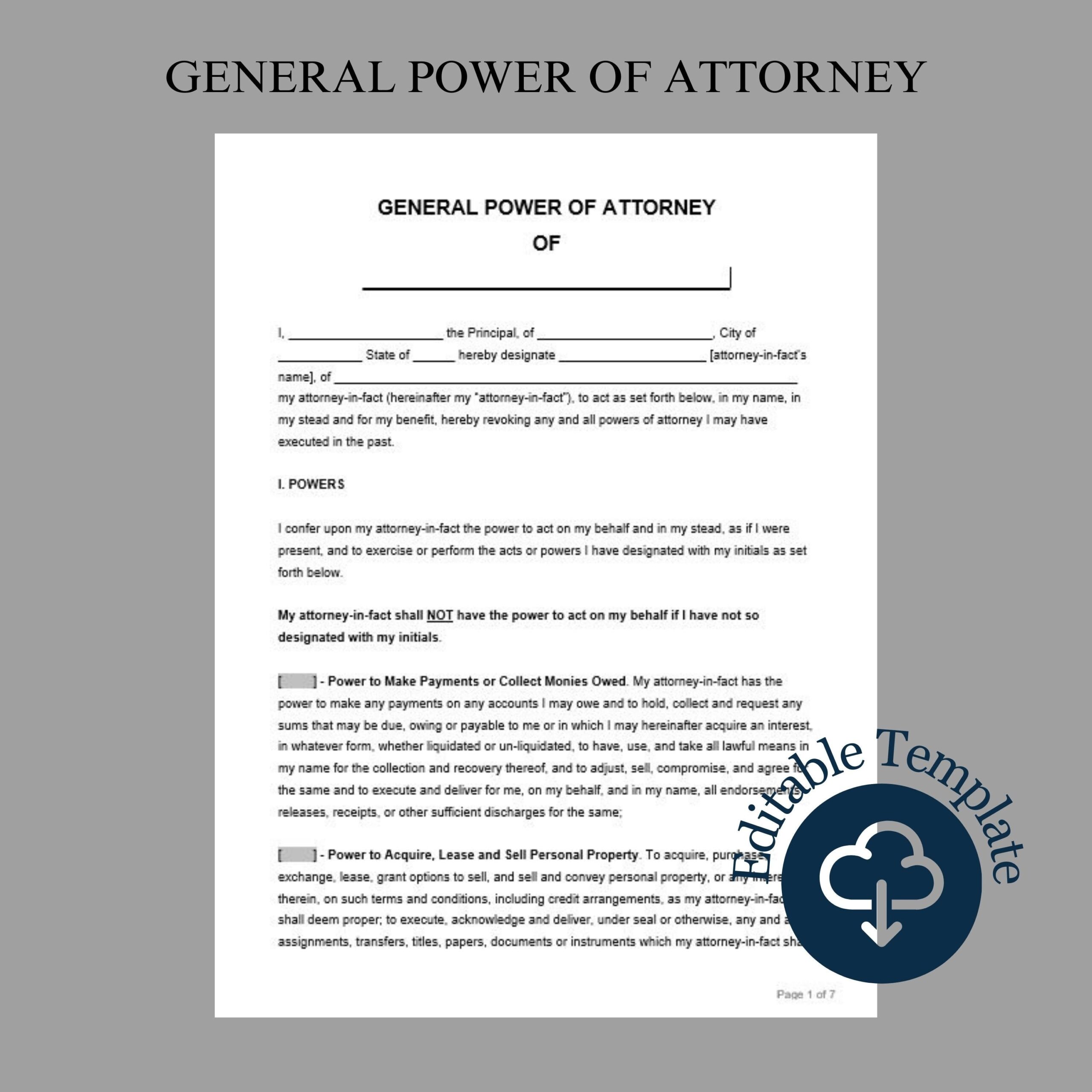 printable power of attorney form