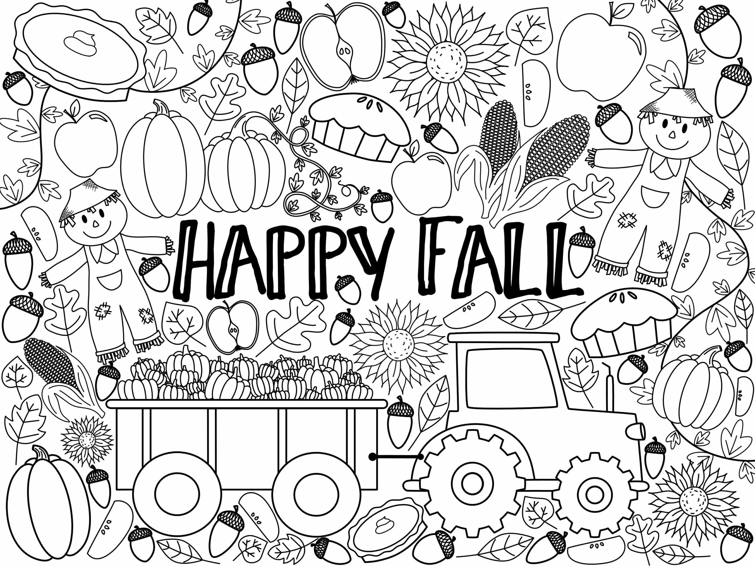 GIANT Fall Coloring Page digital Download Etsy Canada