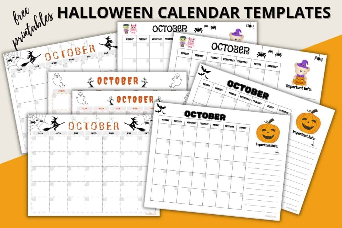 free printable october calendar