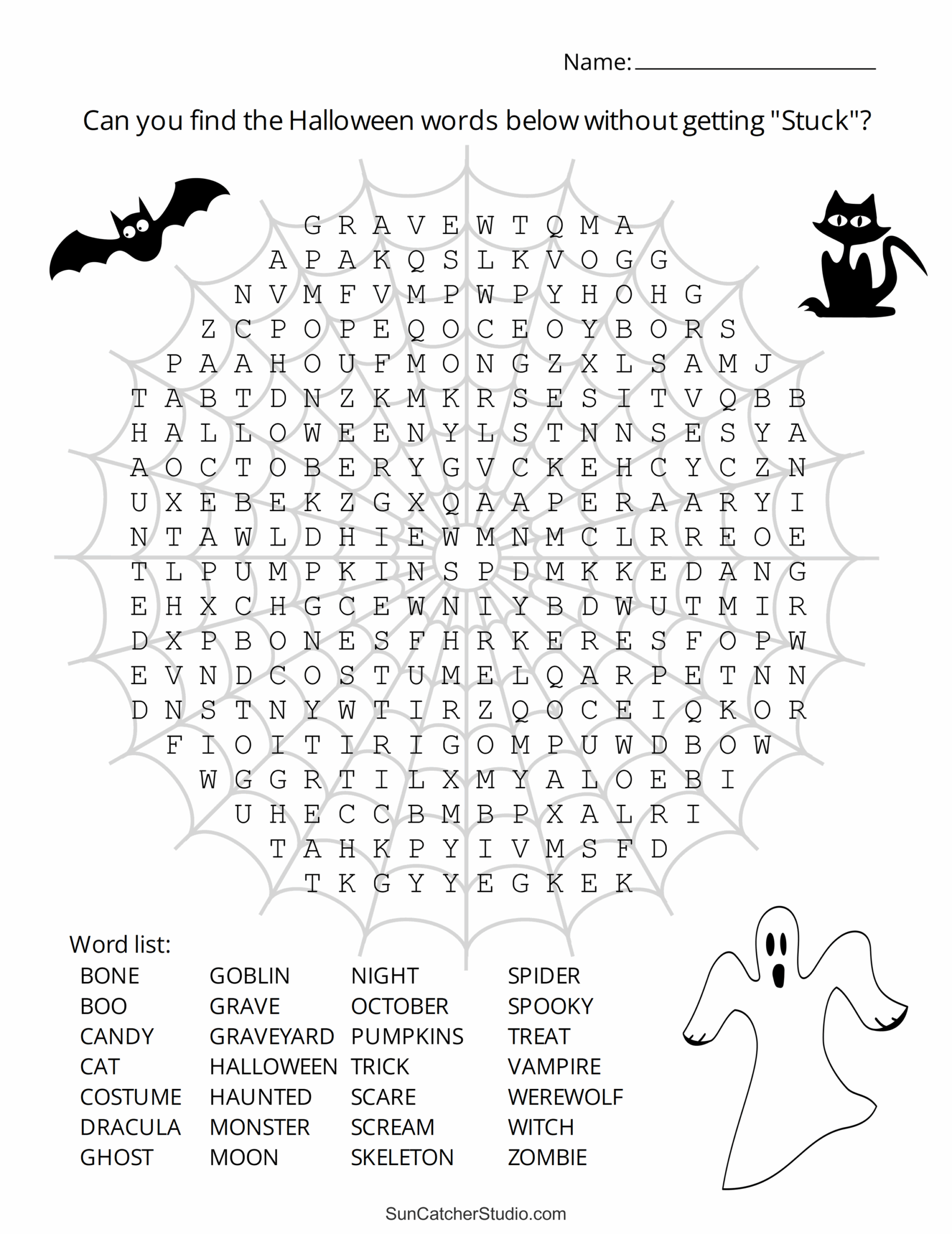 halloween word search printable