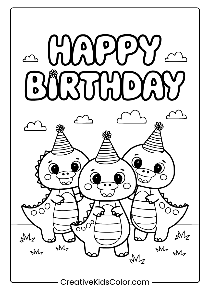 Printable Happy Birthday Coloring Pages