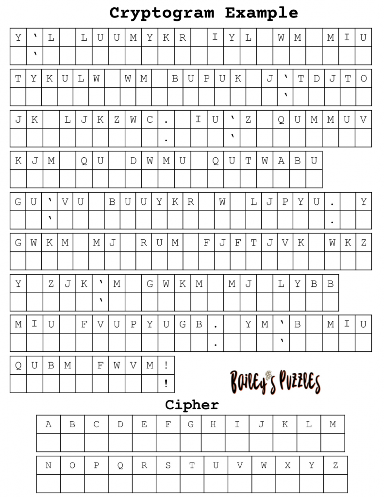 Free Cryptograms Printable Beginner