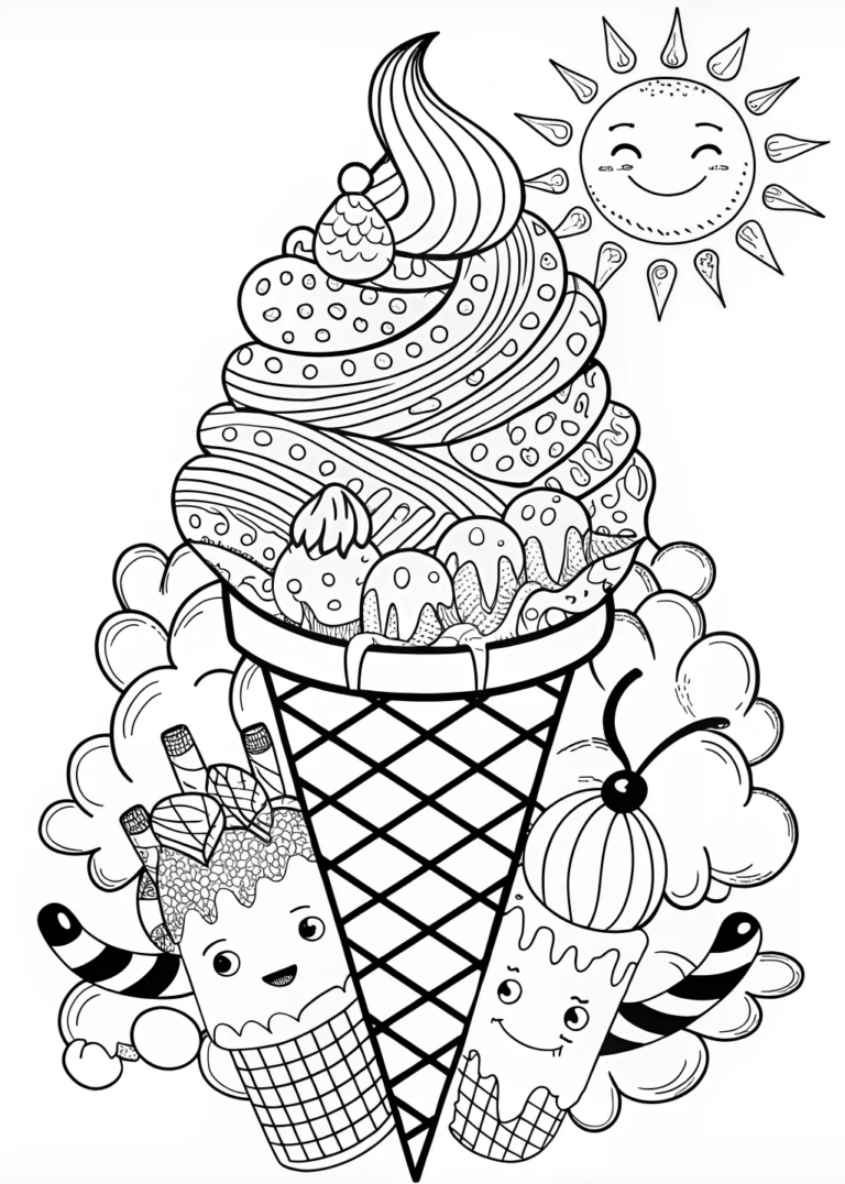 Ice Cream Cone Coloring Page Free Printable
