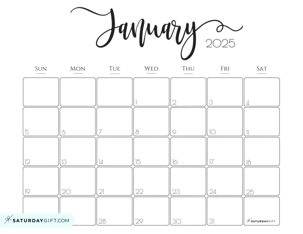 January 2025 Calendar 20 Cute FREE Printables SaturdayGift