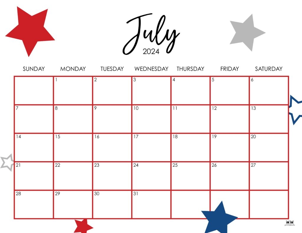 July 2024 Calendars 50 FREE Printables Printabulls
