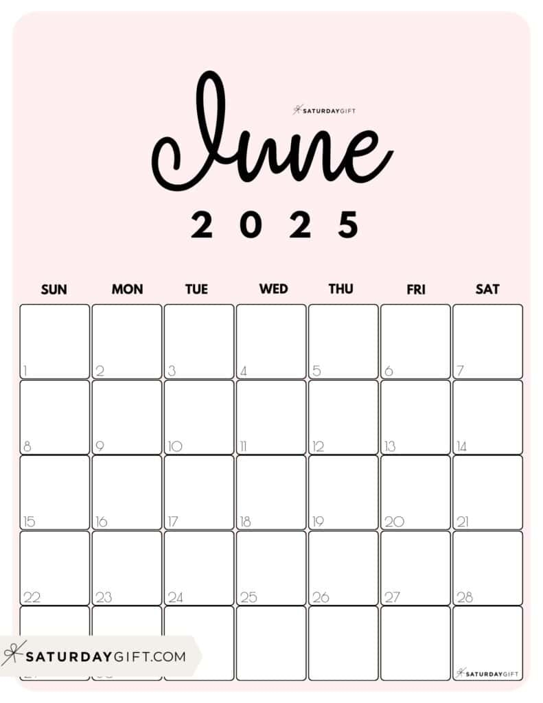 June 2025 Calendar 23 Cute FREE Printables