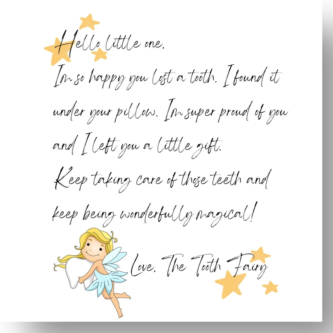 Letter From The Tooth Fairy Printable Etsy