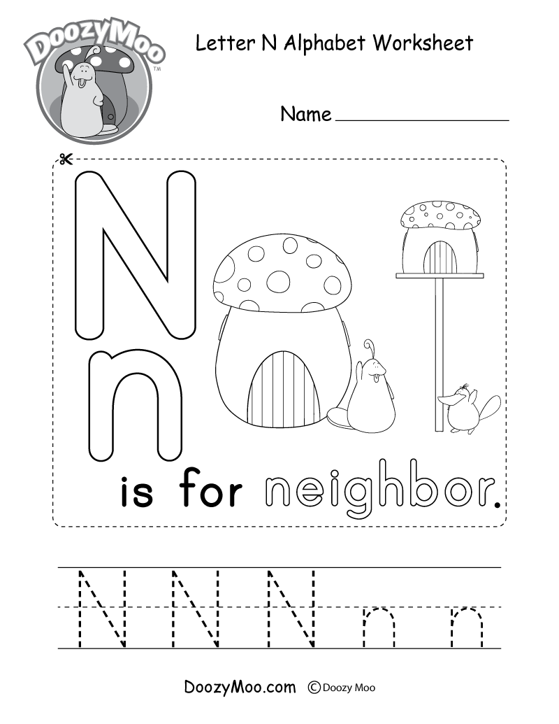 letter n worksheets for preschool