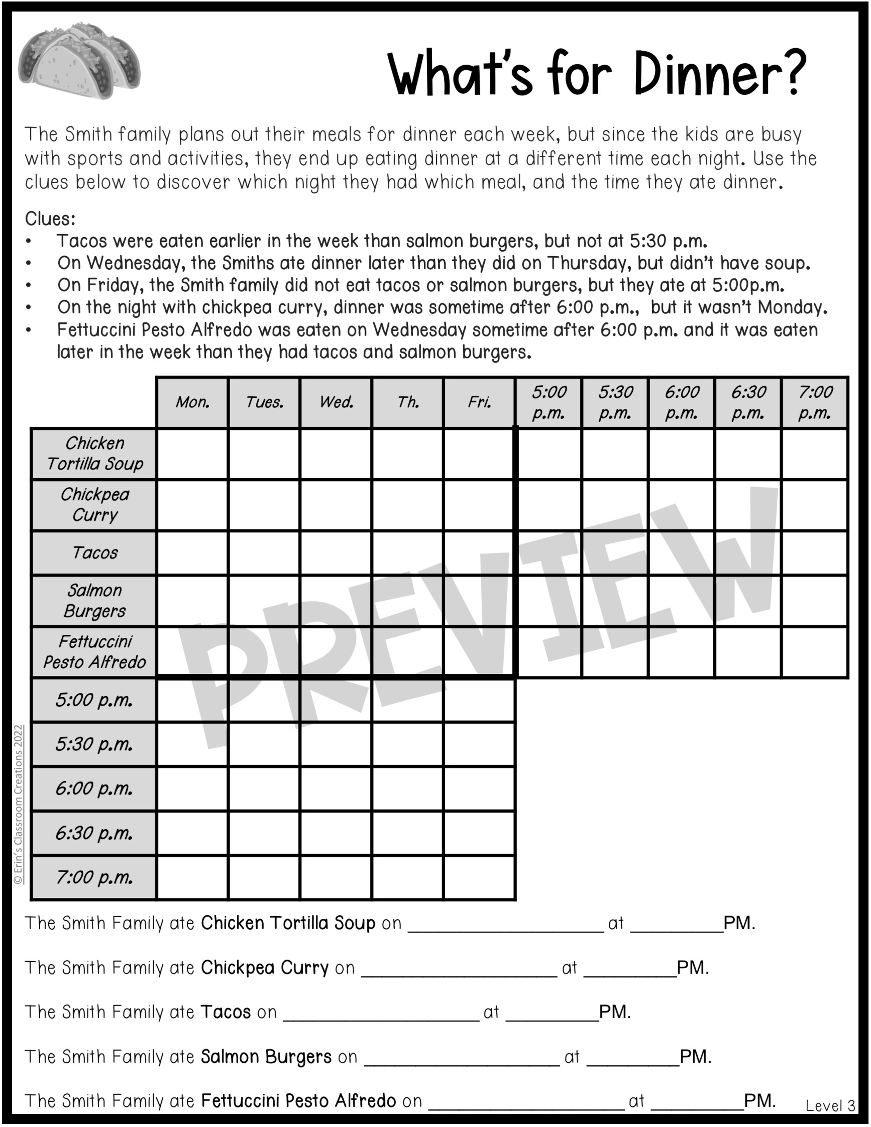 free printable logic puzzles with answers