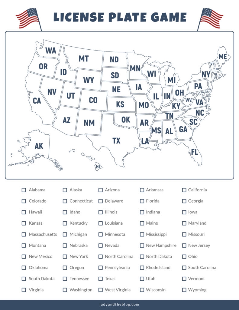 License Plate Game For Kids Road Trip Printable To Keep The Kids Busy While Driving