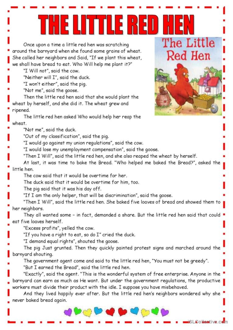 little red hen story pdf printable