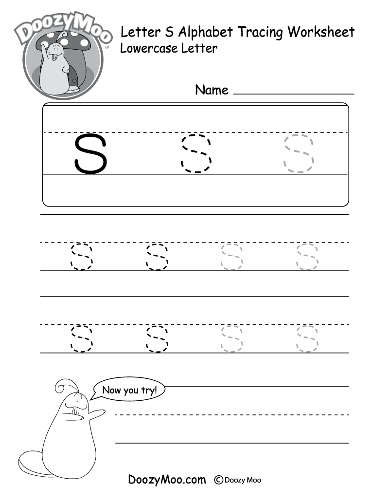 Lowercase Letter s Tracing Worksheet Doozy Moo