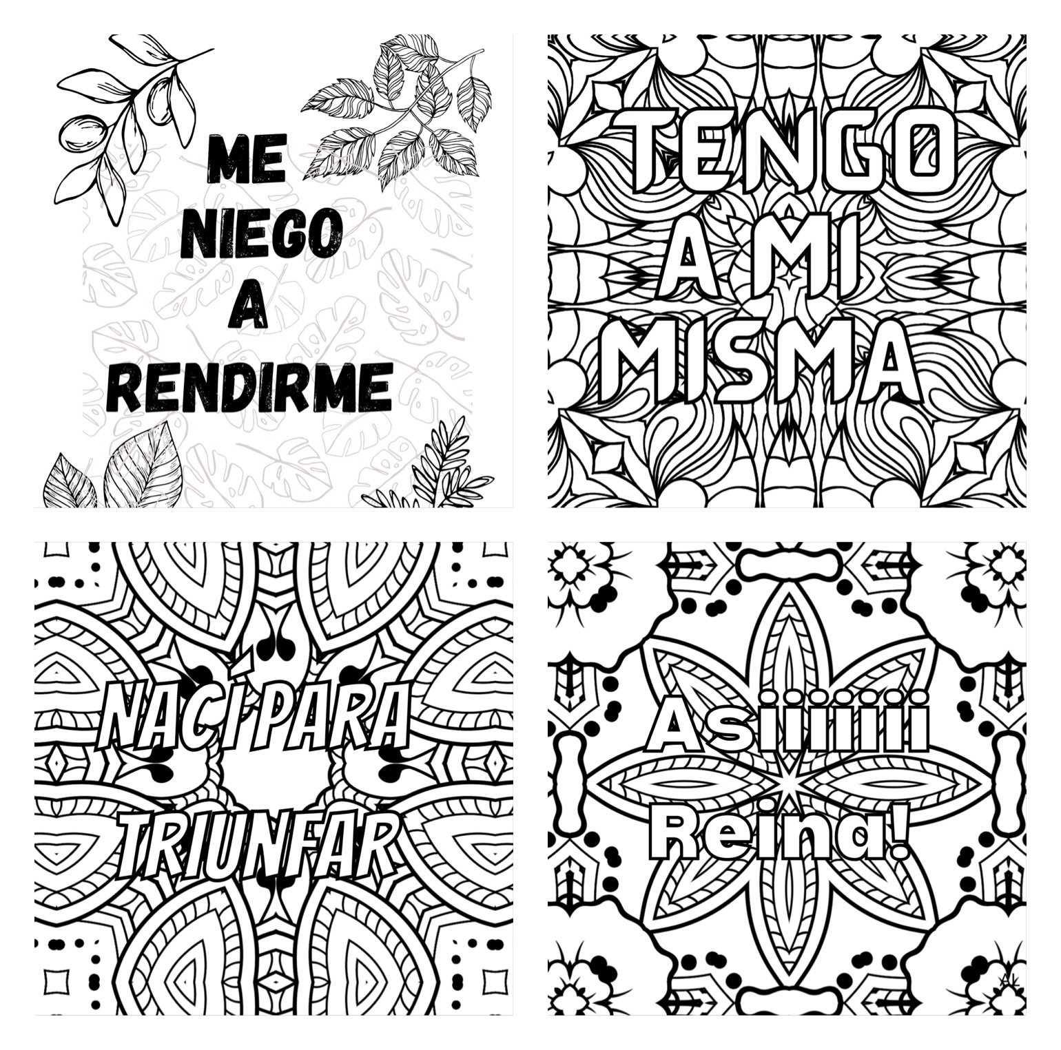 Mandala Mixed Spanish Positive Inspirational Quotes Empowerment And Relaxing Coloring Pages For Adults And Kids Para Adultos Y Ninos Etsy