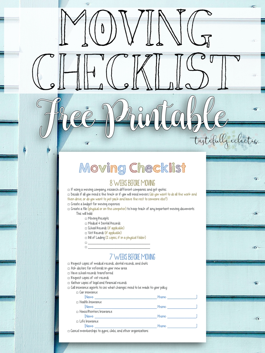 Moving Checklist Printable Free Printable Party Favors