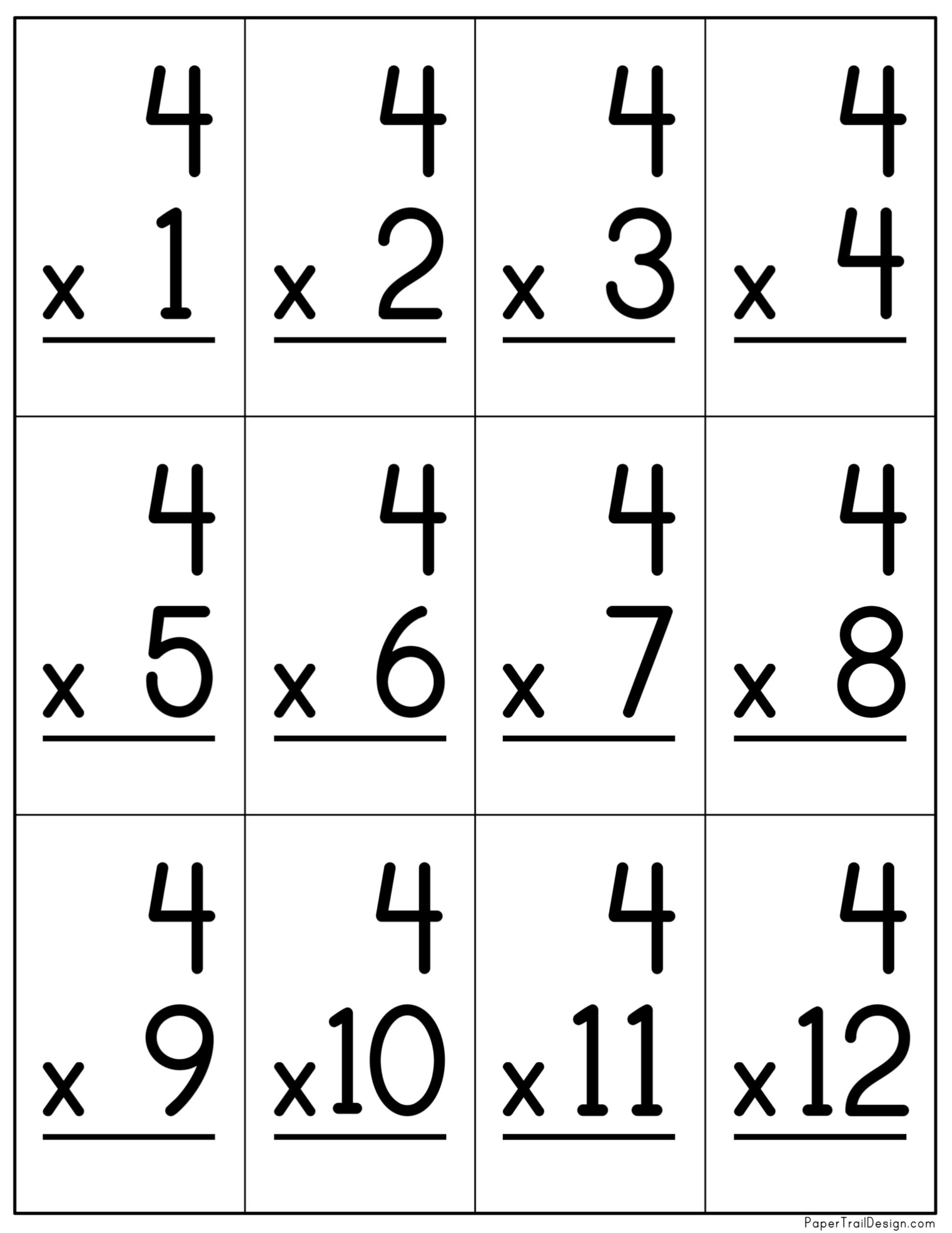 Printable Multiplication Flash Cards