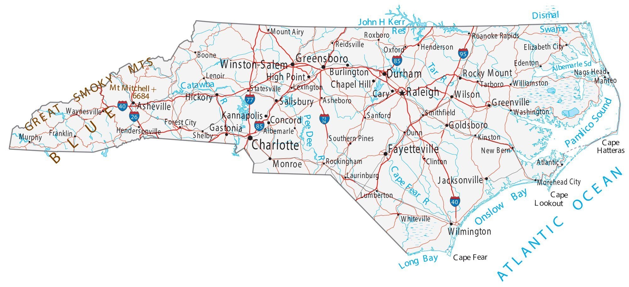 Printable Map Of North Carolina