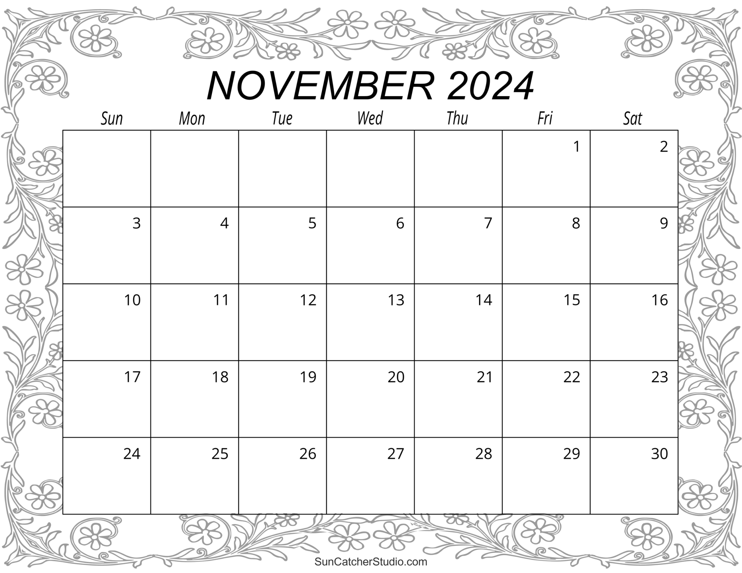 November 2024 Calendar Free Printable Free Printables Monograms Design Tools Patterns DIY Projects
